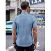 imageCOOFANDY Mens Short Sleeve Button Down Shirts Wrinkle Free Dress Shirts Casual Polka Dot Print Shirt with PocketBlue Plaid