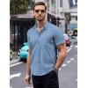 imageCOOFANDY Mens Short Sleeve Button Down Shirts Wrinkle Free Dress Shirts Casual Polka Dot Print Shirt with PocketBlue Plaid
