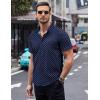 imageCOOFANDY Mens Short Sleeve Button Down Shirts Wrinkle Free Dress Shirts Casual Polka Dot Print Shirt with PocketBluerhombic