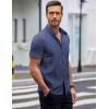 imageCOOFANDY Mens Short Sleeve Button Down Shirts Wrinkle Free Dress Shirts Casual Polka Dot Print Shirt with PocketBluesquare
