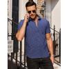 imageCOOFANDY Mens Short Sleeve Button Down Shirts Wrinkle Free Dress Shirts Casual Polka Dot Print Shirt with PocketBluesquare