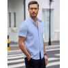 imageCOOFANDY Mens Short Sleeve Button Down Shirts Wrinkle Free Dress Shirts Casual Polka Dot Print Shirt with PocketClear Blue