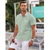 imageCOOFANDY Mens Short Sleeve Button Down Shirts Wrinkle Free Dress Shirts Casual Polka Dot Print Shirt with PocketGreen