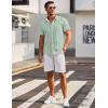 imageCOOFANDY Mens Short Sleeve Button Down Shirts Wrinkle Free Dress Shirts Casual Polka Dot Print Shirt with PocketGreen