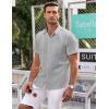 imageCOOFANDY Mens Short Sleeve Button Down Shirts Wrinkle Free Dress Shirts Casual Polka Dot Print Shirt with PocketGrey