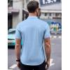 imageCOOFANDY Mens Short Sleeve Button Down Shirts Wrinkle Free Dress Shirts Casual Polka Dot Print Shirt with PocketLight Bluerhombic