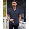 imageCOOFANDY Mens Short Sleeve Button Down Shirts Wrinkle Free Dress Shirts Casual Polka Dot Print Shirt with PocketNavy Blue