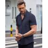 imageCOOFANDY Mens Short Sleeve Button Down Shirts Wrinkle Free Dress Shirts Casual Polka Dot Print Shirt with PocketNavy Blue
