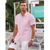 imageCOOFANDY Mens Short Sleeve Button Down Shirts Wrinkle Free Dress Shirts Casual Polka Dot Print Shirt with PocketPink