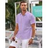 imageCOOFANDY Mens Short Sleeve Button Down Shirts Wrinkle Free Dress Shirts Casual Polka Dot Print Shirt with PocketPurple