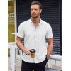 imageCOOFANDY Mens Short Sleeve Button Down Shirts Wrinkle Free Dress Shirts Casual Polka Dot Print Shirt with PocketWhite