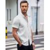 imageCOOFANDY Mens Short Sleeve Button Down Shirts Wrinkle Free Dress Shirts Casual Polka Dot Print Shirt with PocketWhiteclover