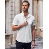 imageCOOFANDY Mens Short Sleeve Button Down Shirts Wrinkle Free Dress Shirts Casual Polka Dot Print Shirt with PocketWhiteclover