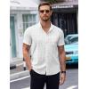 imageCOOFANDY Mens Short Sleeve Button Down Shirts Wrinkle Free Dress Shirts Casual Polka Dot Print Shirt with PocketWhitesquare