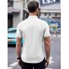 imageCOOFANDY Mens Short Sleeve Button Down Shirts Wrinkle Free Dress Shirts Casual Polka Dot Print Shirt with PocketWhitesquare
