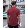 imageCOOFANDY Mens Short Sleeve Button Down Shirts Wrinkle Free Dress Shirts Casual Polka Dot Print Shirt with PocketWine Red