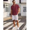 imageCOOFANDY Mens Short Sleeve Button Down Shirts Wrinkle Free Dress Shirts Casual Polka Dot Print Shirt with PocketWine Red