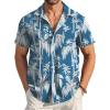 imageCOOFANDY Mens Casual Button Down Shirts Short Sleeve Textured Summer Beach Shirt with PocketBluecoconut Tree