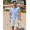 imageCOOFANDY Mens Button Down Shirt Short Sleeve Casual Shirts Beach Summer Shirts Wedding Vacation ShirtsClear Blue