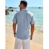 imageCOOFANDY Mens Button Down Shirt Short Sleeve Casual Shirts Beach Summer Shirts Wedding Vacation ShirtsLight Blue
