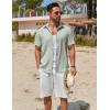 imageCOOFANDY Mens Button Down Shirt Short Sleeve Casual Shirts Beach Summer Shirts Wedding Vacation ShirtsLight Green