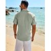imageCOOFANDY Mens Button Down Shirt Short Sleeve Casual Shirts Beach Summer Shirts Wedding Vacation ShirtsLight Green