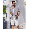 imageCOOFANDY Mens Button Down Shirt Short Sleeve Casual Shirts Beach Summer Shirts Wedding Vacation ShirtsLight Grey