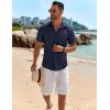 imageCOOFANDY Mens Button Down Shirt Short Sleeve Casual Shirts Beach Summer Shirts Wedding Vacation ShirtsNavy Blue