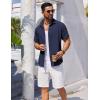 imageCOOFANDY Mens Button Down Shirt Short Sleeve Casual Shirts Beach Summer Shirts Wedding Vacation ShirtsNavy Blue