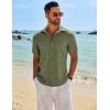 imageCOOFANDY Mens Button Down Shirt Short Sleeve Casual Shirts Beach Summer Shirts Wedding Vacation ShirtsOlive Green