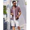 imageCOOFANDY Mens Button Down Shirt Short Sleeve Casual Shirts Beach Summer Shirts Wedding Vacation ShirtsWine Red