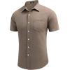 imageCOOFANDY Mens Casual Button Down Shirts Short Sleeve Linen Shirts Summer Beach Dress ShirtCamel
