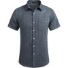 imageCOOFANDY Mens Casual Button Down Shirts Short Sleeve Linen Shirts Summer Beach Dress ShirtGray Blue