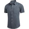 imageCOOFANDY Mens Casual Button Down Shirts Short Sleeve Linen Shirts Summer Beach Dress ShirtGray Blue