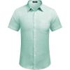 imageCOOFANDY Mens Casual Button Down Shirts Short Sleeve Linen Shirts Summer Beach Dress ShirtLight Green