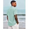 imageCOOFANDY Mens Casual Button Down Shirts Short Sleeve Linen Shirts Summer Beach Dress ShirtLight Green