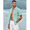 imageCOOFANDY Mens Casual Button Down Shirts Short Sleeve Linen Shirts Summer Beach Dress ShirtLight Green