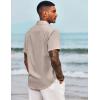 imageCOOFANDY Mens Casual Button Down Shirts Short Sleeve Linen Shirts Summer Beach Dress ShirtLight Khaki