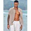 imageCOOFANDY Mens Casual Button Down Shirts Short Sleeve Linen Shirts Summer Beach Dress ShirtLight Khaki