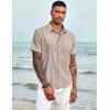 imageCOOFANDY Mens Casual Button Down Shirts Short Sleeve Linen Shirts Summer Beach Dress ShirtLight Khaki