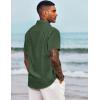 imageCOOFANDY Mens Casual Button Down Shirts Short Sleeve Linen Shirts Summer Beach Dress ShirtLinen  Army Green