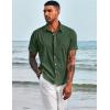 imageCOOFANDY Mens Casual Button Down Shirts Short Sleeve Linen Shirts Summer Beach Dress ShirtLinen  Army Green