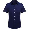 imageCOOFANDY Mens Casual Button Down Shirts Short Sleeve Linen Shirts Summer Beach Dress ShirtLinen  Blue