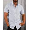 imageCOOFANDY Mens Casual Button Down Shirts Short Sleeve Linen Shirts Summer Beach Dress ShirtLinen  Clear Blue