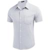 imageCOOFANDY Mens Casual Button Down Shirts Short Sleeve Linen Shirts Summer Beach Dress ShirtLinen  Clear Blue