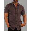 imageCOOFANDY Mens Casual Button Down Shirts Short Sleeve Linen Shirts Summer Beach Dress ShirtLinen  Coffe