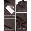 imageCOOFANDY Mens Casual Button Down Shirts Short Sleeve Linen Shirts Summer Beach Dress ShirtLinen  Coffe