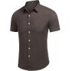 imageCOOFANDY Mens Casual Button Down Shirts Short Sleeve Linen Shirts Summer Beach Dress ShirtLinen  Coffe