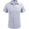 imageCOOFANDY Mens Casual Button Down Shirts Short Sleeve Linen Shirts Summer Beach Dress ShirtLinen  Flecking Light Blue
