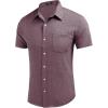 imageCOOFANDY Mens Casual Button Down Shirts Short Sleeve Linen Shirts Summer Beach Dress ShirtLinen  Flecking Wine Red